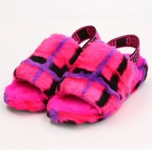 UGG Fluff Yeah Slide Punk Plaid in Size 7